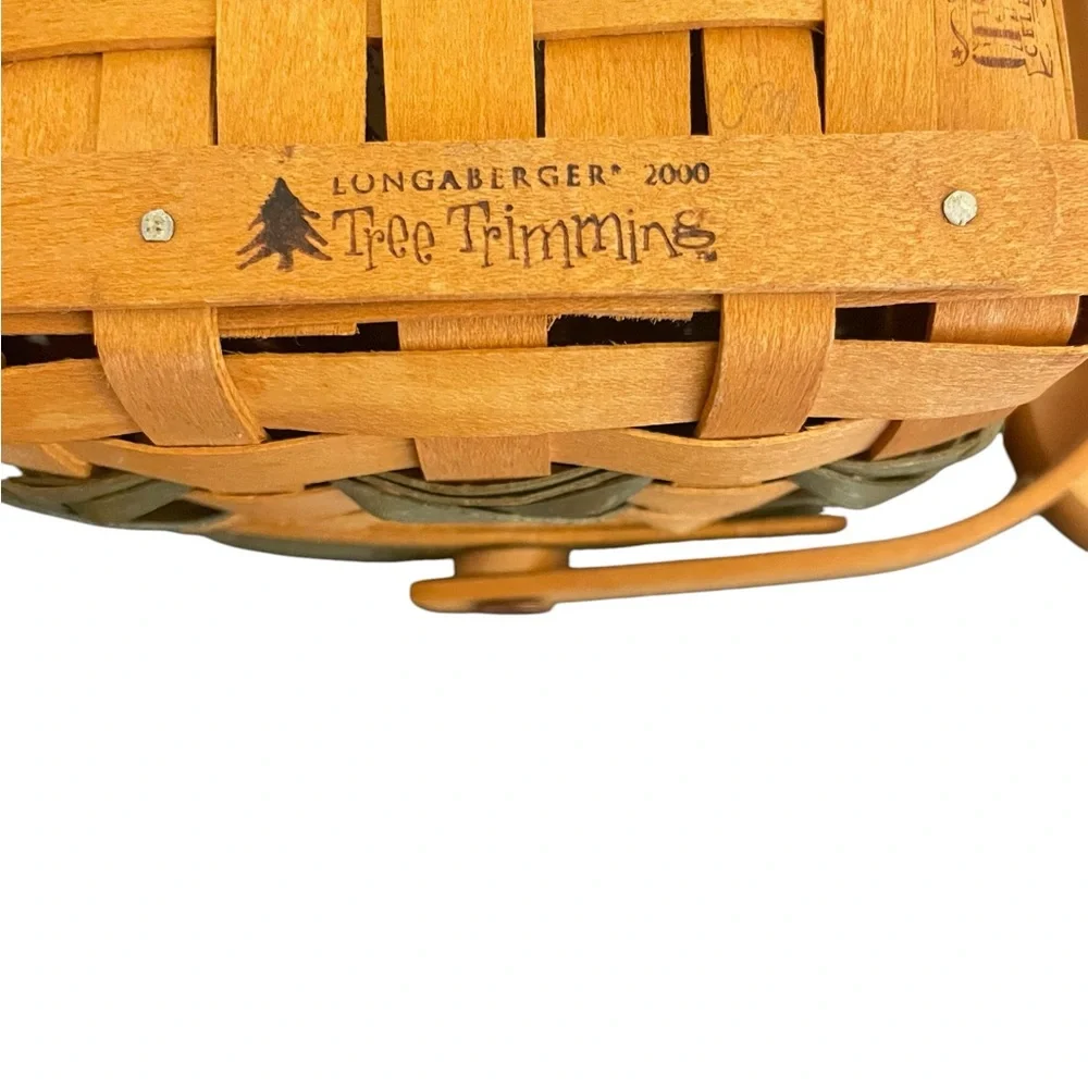 Longaberger 2000 Tree Trimming Little Star Basket with Wood Lid and Liner Green
